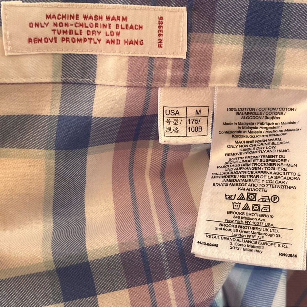 Brooks Brothers Non Iron Long Sleeve Shirt Purple White
Blue Plaid Sz M - Picture 6 of 9